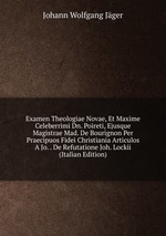 Examen Theologiae Novae, Et Maxime Celeberrimi Dn. Poireti, Ejusque Magistrae Mad. De Bourignon Per Praecipuos Fidei Christiania Articulos A Jo. . De Refutatione Joh. Lockii (Italian Edition)