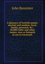 A glossary of Cornish names, ancient and modern, local, family, personal,&c.: 20,000 Celtic and other names, now or formerly in use in Cornwall: