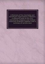 A Directory of the charitable and beneficent organizations of Boston; a reference book to the civic, educational, religious, and medical resources of Boston, together with a summary of various laws