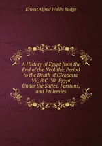 A History of Egypt from the End of the Neolithic Period to the Death of Cleopatra Vii, B.C. 30: Egypt Under the Sates, Persians, and Ptolemies