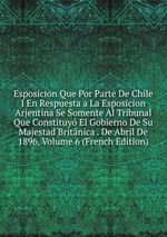 Esposicion Que Por Parte De Chile I En Respuesta a La Esposicion Arjentina Se Somente Al Tribunal Que Constituy El Gobierno De Su Majestad Britnica . De Abril De 1896, Volume 6 (French Edition)