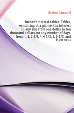 Breban`s interest tables. Tables, exhibiting, at a glance, the interest on any sum from one dollar to ten thousand dollars, for any number of days, from 3, 3 1/2, 4, 4 1/2, 5, 5 1/2, and 6 per cent