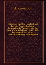 History of the One Hundred and Twenty-Fourth Regiment, Pennsylvania Volunteers in the War of the Rebellion--1862-1863: Regimental Re-Unions, 1885-1906; History of Monument