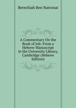 A Commentary On the Book of Job: From a Hebrew Manuscript in the University Library, Cambridge (Hebrew Edition)