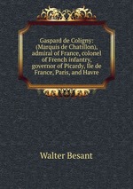 Gaspard de Coligny: (Marquis de Chatillon), admiral of France, colonel of French infantry, governor of Picardy, Ile de France, Paris, and Havre