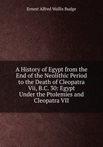 A History of Egypt from the End of the Neolithic Period to the Death of Cleopatra Vii, B.C. 30: Egypt Under the Ptolemies and Cleopatra VII