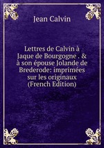 Lettres de Calvin Jaque de Bourgogne . & son pouse Jolande de Brederode: imprimes sur les originaux (French Edition)
