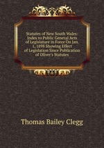 Statutes of New South Wales: Index to Public General Acts of Legislature in Force On Jan. 1, 1898 Showing Effect of Legislation Since Publication of Oliver`s Statutes