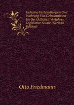 Geheime Verhandlungen Und Wahrung Von Geheimnissen Im Gerichtlichen Verfahren: Legislative Studie (German Edition)