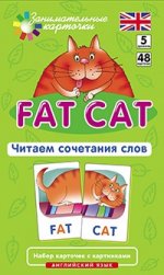Английский язык. Толстый кот (Fat Cat). Читаем сочетания слов. 5 уровень. 48 карточек