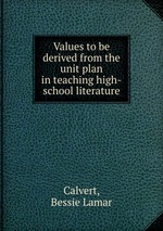 Values to be derived from the unit plan in teaching high-school literature
