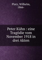 Peter Khn : eine Tragdie vom November 1918 in drei Akten