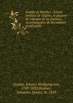 Goethe et Werther : lettres indites de Goethe, la plupart de l`poque de sa jeunesse, accompagnes de documents justificatifs