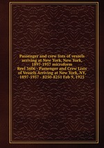 Passenger and crew lists of vessels arriving at New York, New York, 1897-1957 microform. Reel 3606 - Passenger and Crew Lists of Vessels Arriving at New York, NY, 1897-1957 - 8250-8251 Feb 9, 1925