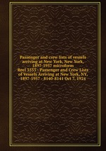 Passenger and crew lists of vessels arriving at New York, New York, 1897-1957 microform. Reel 3553 - Passenger and Crew Lists of Vessels Arriving at New York, NY, 1897-1957 - 8140-8141 Oct 7, 1924