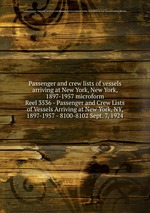 Passenger and crew lists of vessels arriving at New York, New York, 1897-1957 microform. Reel 3536 - Passenger and Crew Lists of Vessels Arriving at New York, NY, 1897-1957 - 8100-8102 Sept. 7, 1924