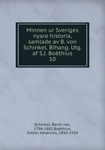 Minnen ur Sveriges nyare historia, samlade av B. von Schinkel. Bihang. Utg. af S.J. Bothius. 10