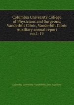 Columbia University College of Physicians and Surgeons, Vanderbilt Clinic, Vanderbilt Clinic Auxiliary annual report. no.1-19