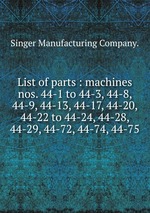List of parts : machines nos. 44-1 to 44-3, 44-8, 44-9, 44-13, 44-17, 44-20, 44-22 to 44-24, 44-28, 44-29, 44-72, 44-74, 44-75