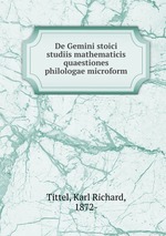 De Gemini stoici studiis mathematicis quaestiones philologae microform