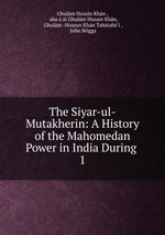 The Siyar-ul-Mutakherin: A History of the Mahomedan Power in India During .. 1