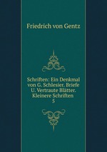 Schriften: Ein Denkmal von G. Schlesier. Briefe U. Vertraute Bltter. Kleinere Schriften .. 5