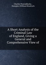 A Short Analysis of the Criminal Law of England, Giving a General and Comprehensive View of