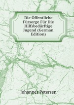 Die ffentliche Frsorge Fr Die Hilfsbedrftige Jugend (German Edition)