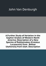 A Further Study of Variation in the Gopher-Snakes of Western North America: Description of a New Species of Rattlesnakes (Crotalus Lucasensis) from . Bottae Utahensis) from Utah. Description