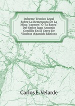 Informe Tecnico Legal Sobre La Remensura De La Mina "carmen" "la Batea" Del Seor Juan Antonio Gordillo En El Cerro De Vinchos (Spanish Edition)