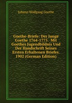 Goethe-Briefe: Der Junge Goethe 1764-1775. Mit Goethes Jugendbildnis Und Der Handschrift Seines Ersten Erhaltenen Briefes. 1902 (German Edition)