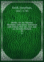 Works. Arr. by Thomas Sheridan, with notes, historical and critical. New ed., corr. and rev. by John Nichols. 02