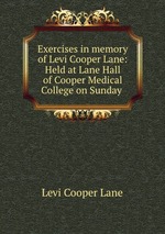Exercises in memory of Levi Cooper Lane: Held at Lane Hall of Cooper Medical College on Sunday