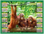 Год обезьяны. Три друга. Календарь настенный листовой на 2016 год