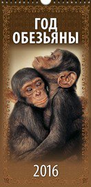 Год обезьяны. Вид 1. Календарь настенный перекидной на ригеле на 2016 год