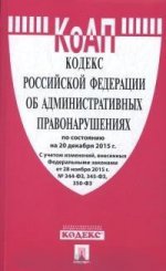 Кодекс Российской Федерации об административных правонарушениях. По состоянию на 20 декабря 2015 г. С учетом изменений, внесенных Федеральными законами от 28 ноября 2015 г. №344-ФЗ, 345-ФЗ, 350-ФЗ