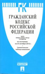 ГК РФ.Части 1, 2, 3 и 4 по сост. на 25.10.16. с таблицей изменений