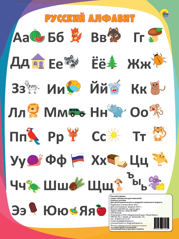 ШПАРГАЛКИ ДЛЯ МАЛЫШЕЙ. РУССКИЙ АЛФАВИТ