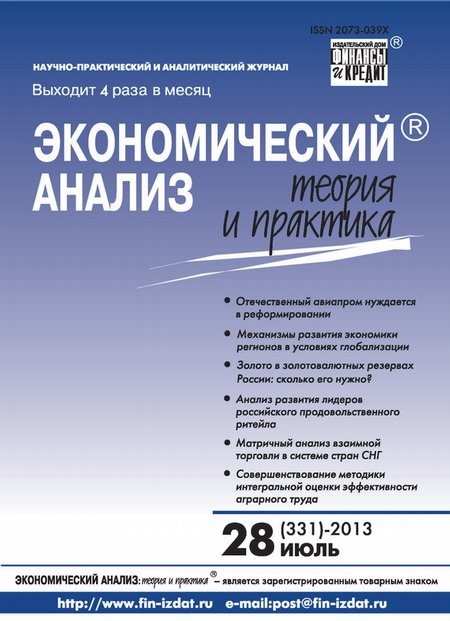 Экономический анализ: теория и практика № 28 (331) 2013