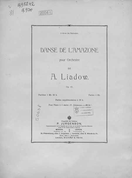 Danse de l`amazone pour Orchestre de A. Liadow