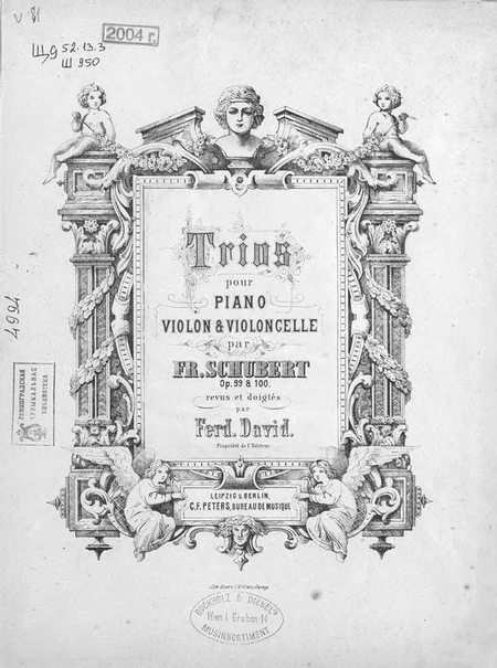 Trios pour piano, violon et violoncelle par Fr. Schubert