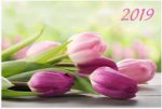 "Букет тюльпанов". Настенный трехблочный квартальный календарь на 2019 год с курсором в индивидуальной упаковке (Европакет)