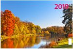 "Краски осени". Настенный трехблочный квартальный календарь на 2019 год с курсором в индивидуальной упаковке (Европакет)