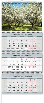 Сады. Квартальный календарь трехблочный настенный на пружине с курсором на 2020 год