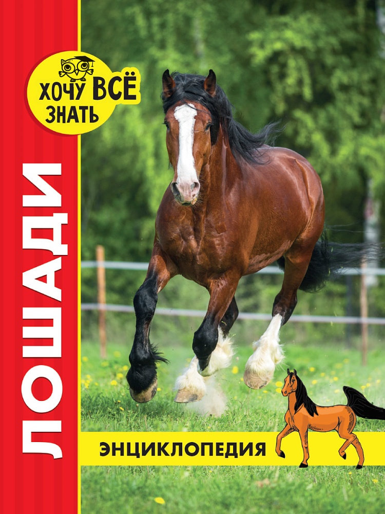 ЭНЦИКЛОПЕДИЯ. ХОЧУ ВСЁ ЗНАТЬ. красная. ЛОШАДИ