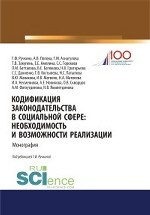 Кодификация законодательства в социальной сфере. Необходимость и возможности реализации. (Аспирантура). (Бакалавриат). (Магистратура). Монография