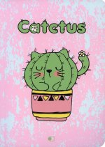 Блокнот "Кактус Кот" приветливый / "Catctus", two (В6, 128 стр., блок желтый)
