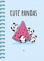 Блокнот "Прикольные панды", на арбузе / "Cute pandas", four (А5, 160 стр., пружина, блок голубой)