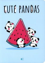 Блокнот "Прикольные панды", на арбузе / "Cute pandas", four (В6, 128 стр., блок голубой)