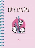 Блокнот "Прикольные панды", на бамбуке / "Cute pandas", one (А5, 160 стр., пружина, блок розовый)